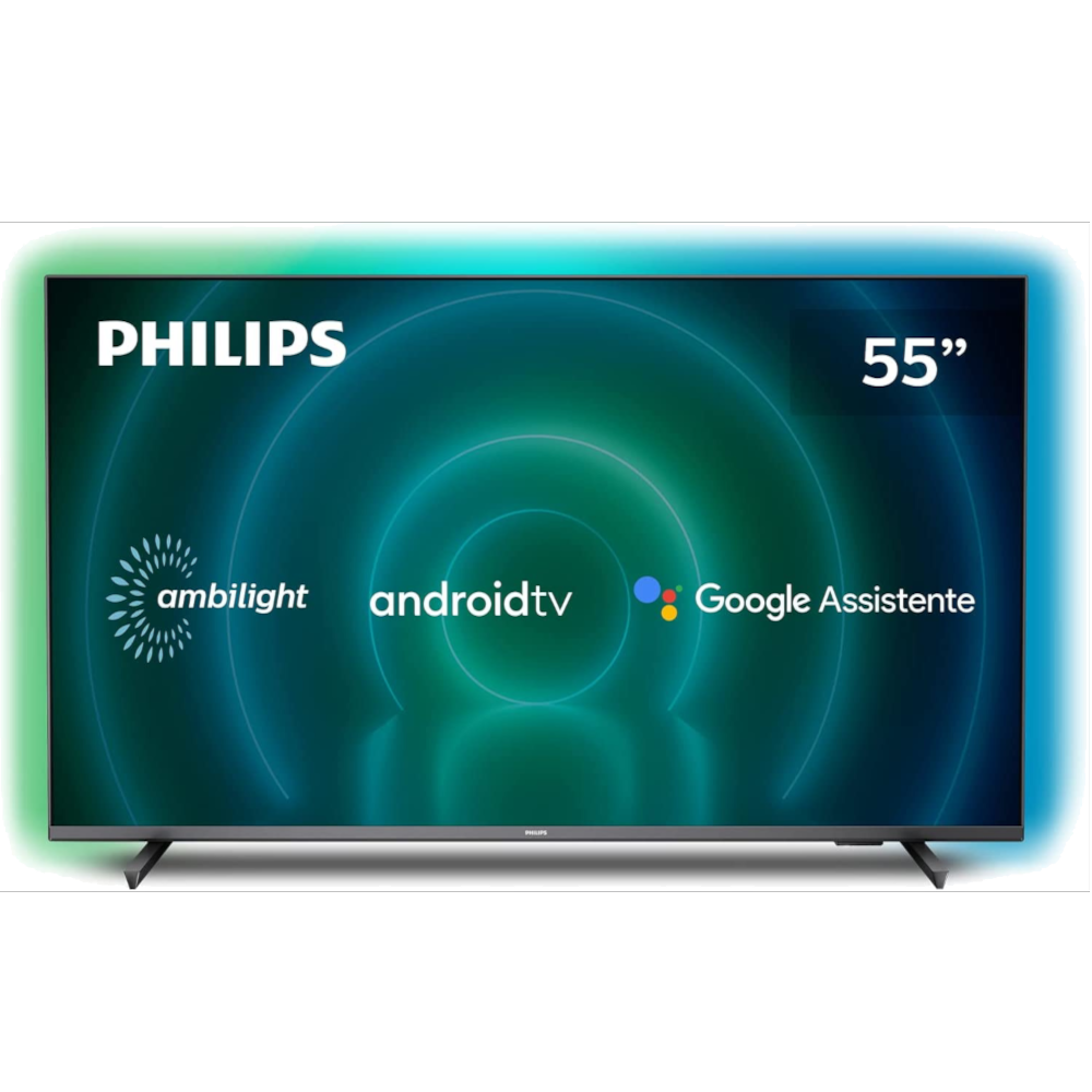 Smart TV 55″ UHD 4K Philips 55PUG7906, Ambilight Android TV, HDR10+, Dolby Vision, Dolby Atmos, Design Borderless e Bluetooth